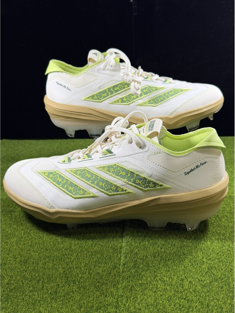 Adidas Adizero Impact TPU Baseball Cleats JQ8232 White Pulse Lime Men’s Sz 10